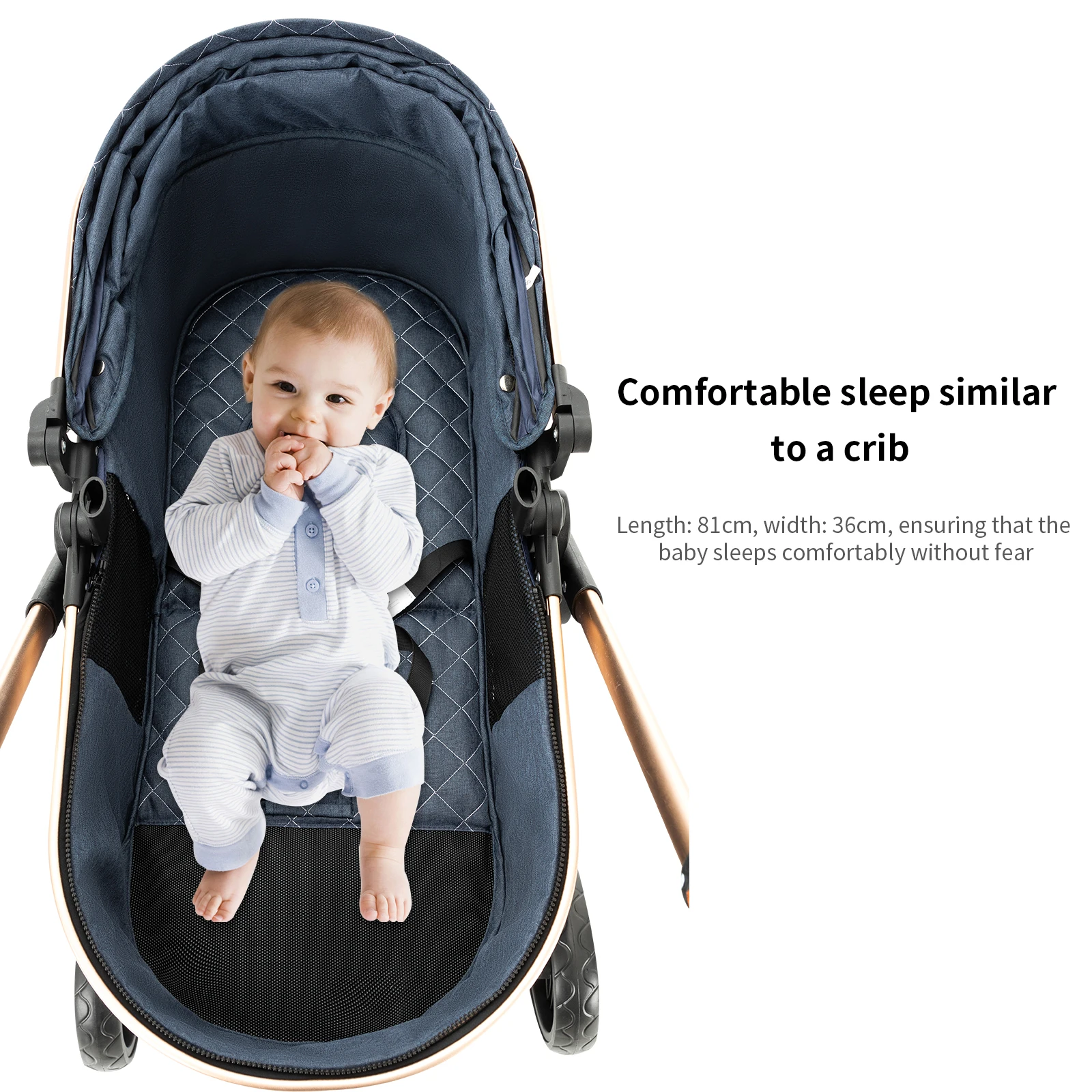 Premium High View Reversible Baby Stroller 3 in 1 Combo - Bidirectional Infant Pushchair, Stepless Reclining Sitting & Lying Bassinet, One-Hand Foldable Travel System Carriage with 6 Gifts & 5-Point Harness for 0-4 Years