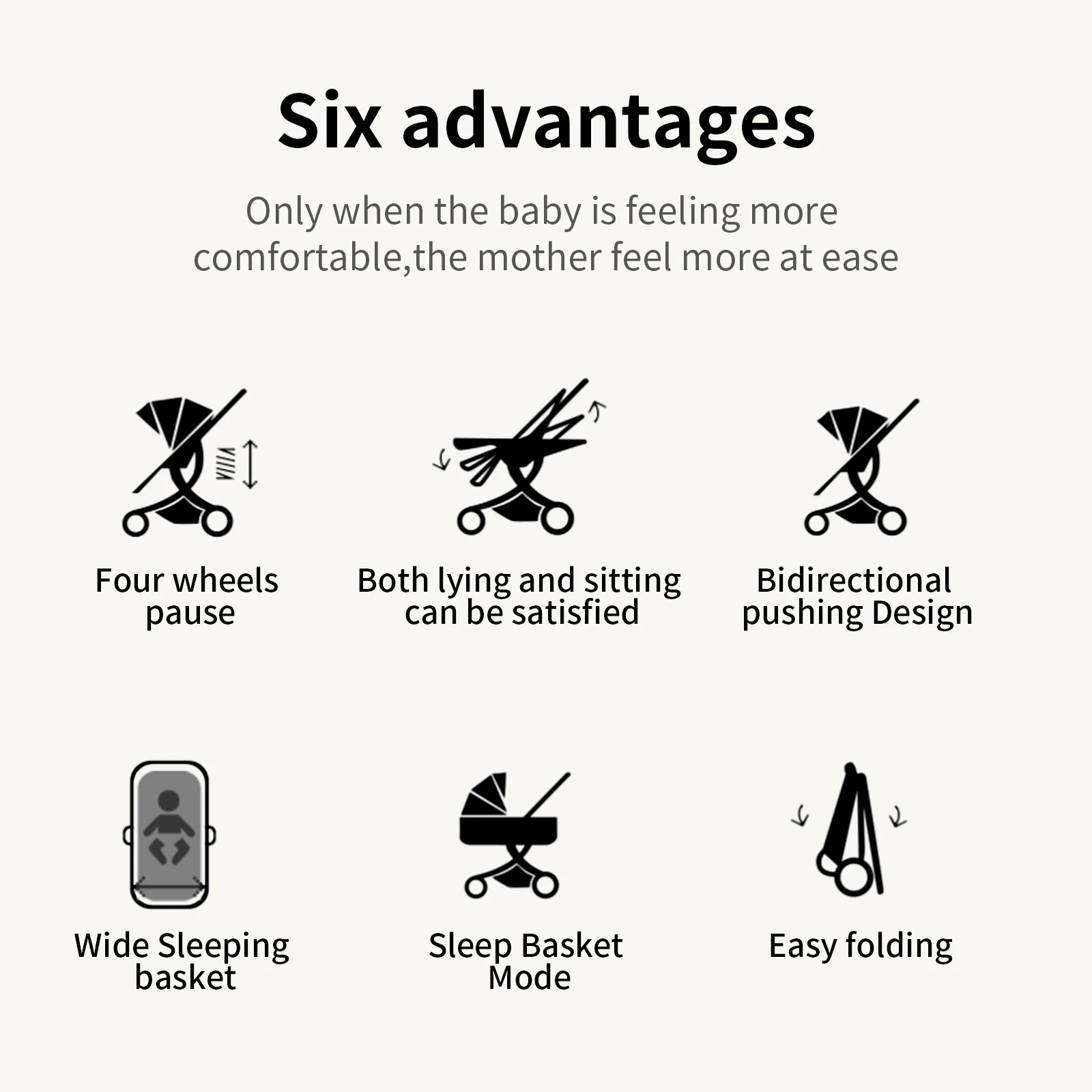 Premium High View Reversible Baby Stroller 3 in 1 Combo - Bidirectional Infant Pushchair, Stepless Reclining Sitting & Lying Bassinet, One-Hand Foldable Travel System Carriage with 6 Gifts & 5-Point Harness for 0-4 Years