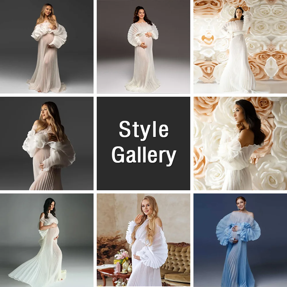 2025 Custom Color Organza Pleated Maternity Dress for Photoshoot Plus Size Pregnancy Photography Gown Baby Shower Dress YEWEN