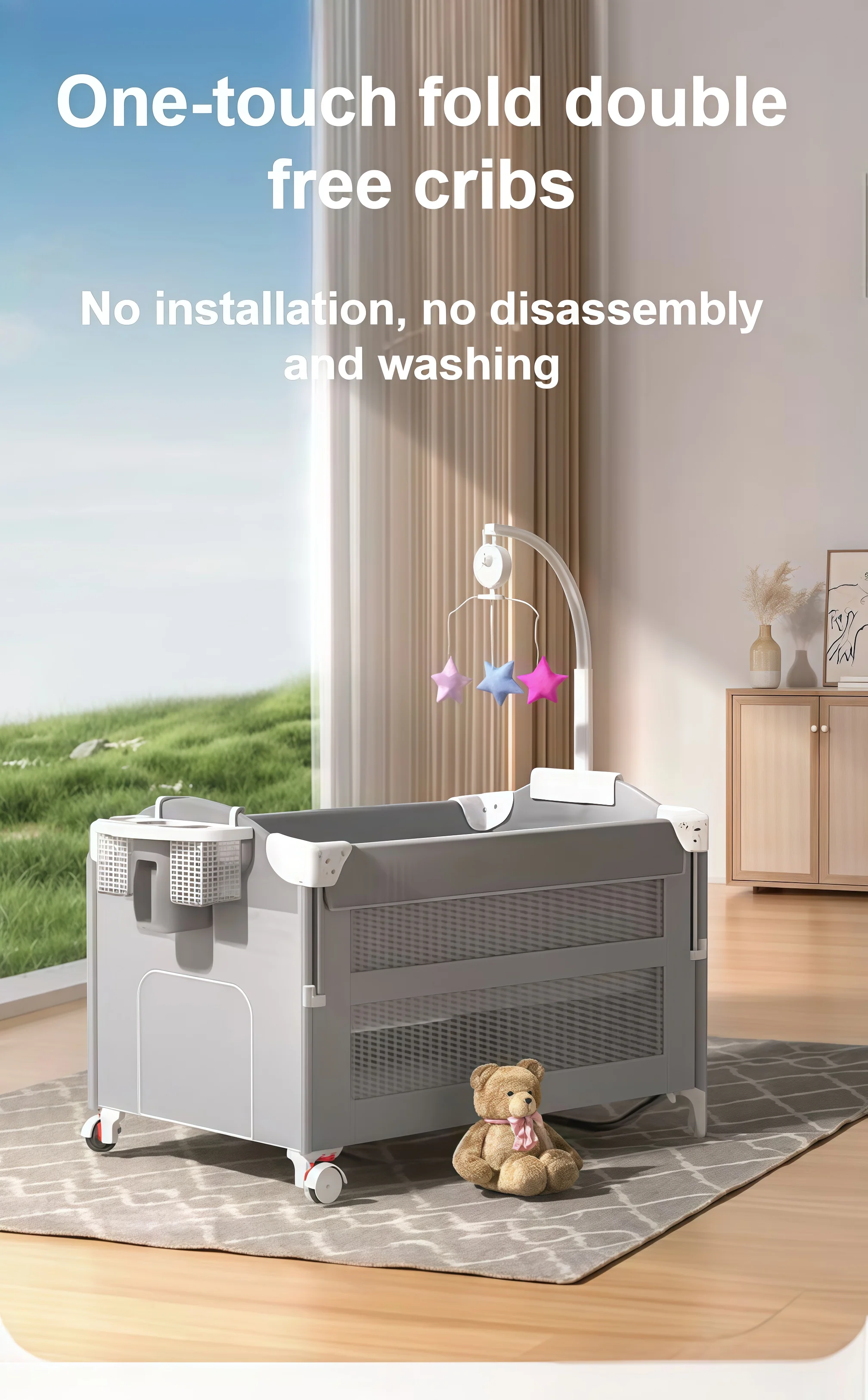 Baby Bed Fully Equipped Gaming Bed with Mosquito Net Multi Functional Safety and Comfortable Baby Cribs