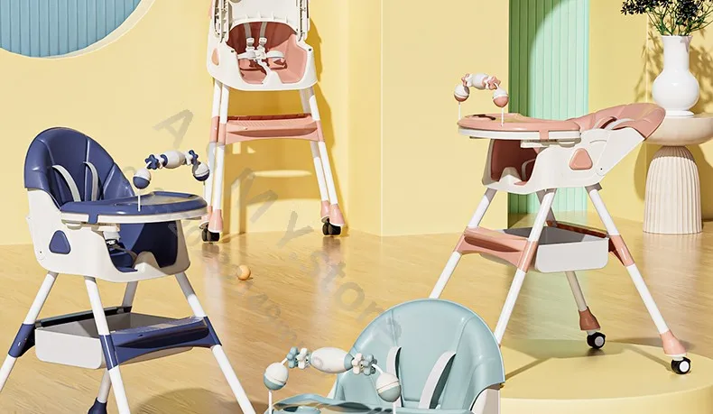 Foldable Reclining Baby Dining Table Set Multifunctional Adjustable Height Children's Seat with Dinner Chairs for Kids