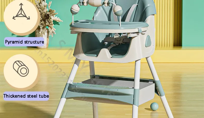 Foldable Reclining Baby Dining Table Set Multifunctional Adjustable Height Children's Seat with Dinner Chairs for Kids