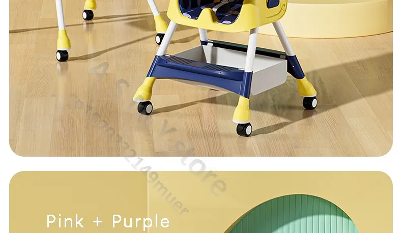 Foldable Reclining Baby Dining Table Set Multifunctional Adjustable Height Children's Seat with Dinner Chairs for Kids