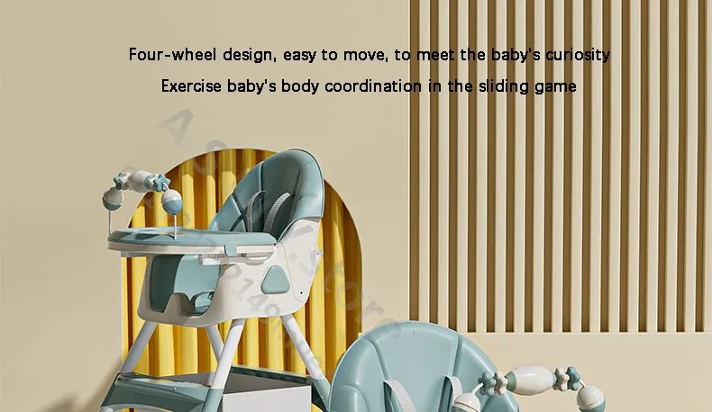 Foldable Reclining Baby Dining Table Set Multifunctional Adjustable Height Children's Seat with Dinner Chairs for Kids