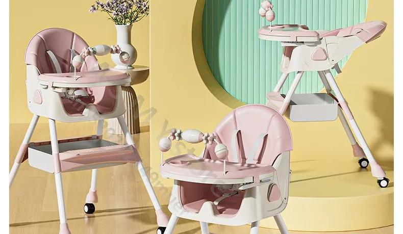 Foldable Reclining Baby Dining Table Set Multifunctional Adjustable Height Children's Seat with Dinner Chairs for Kids