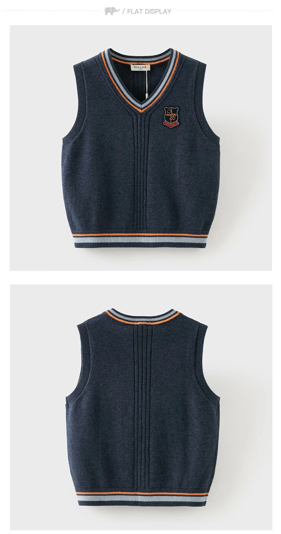 Dave Bella Autumn Spring Sleeveless Sweater Vest for Boys Kids Knitted Sweater Outerwear Children Vest Clothes DK3263442