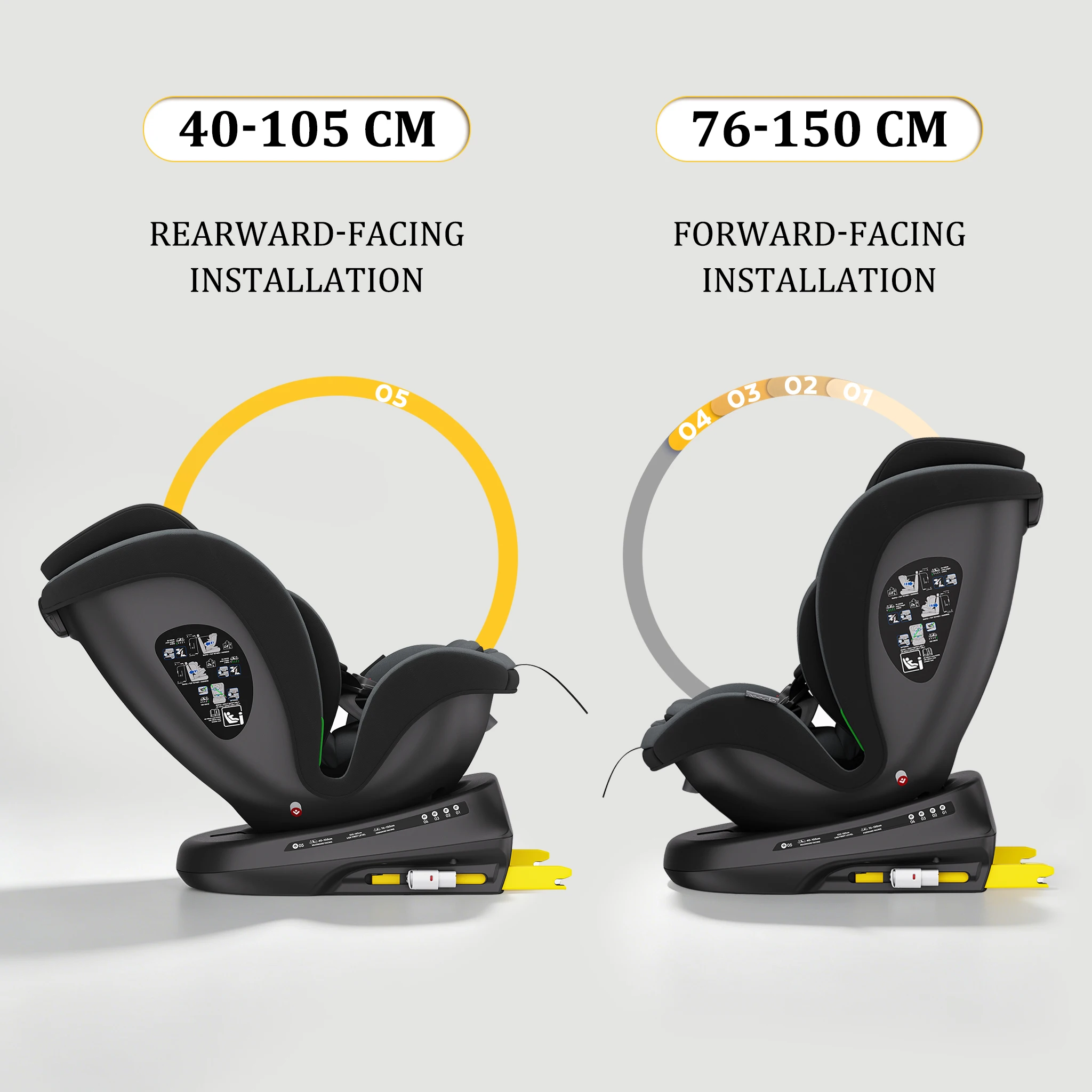 Reecle 360 Swivel Baby Child Car Seat with ISOFIX, Group 0+1/2/3 (0-36 kg), Approx. 0-12 Years