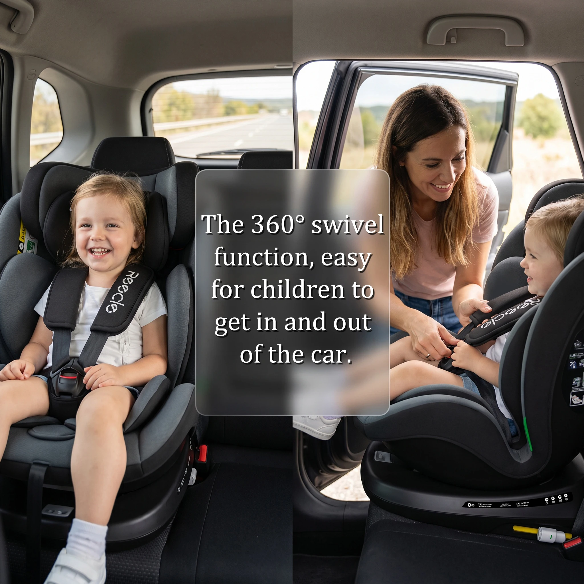 Reecle 360 Swivel Baby Child Car Seat with ISOFIX, Group 0+1/2/3 (0-36 kg), Approx. 0-12 Years