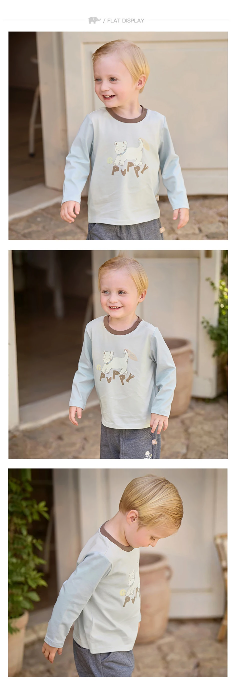Dave Bella Girls Boys Autumn Long Sleeve T-shirt Spring Printed Cotton Pullover Children Casual Basic Tops Clothes DB3262599
