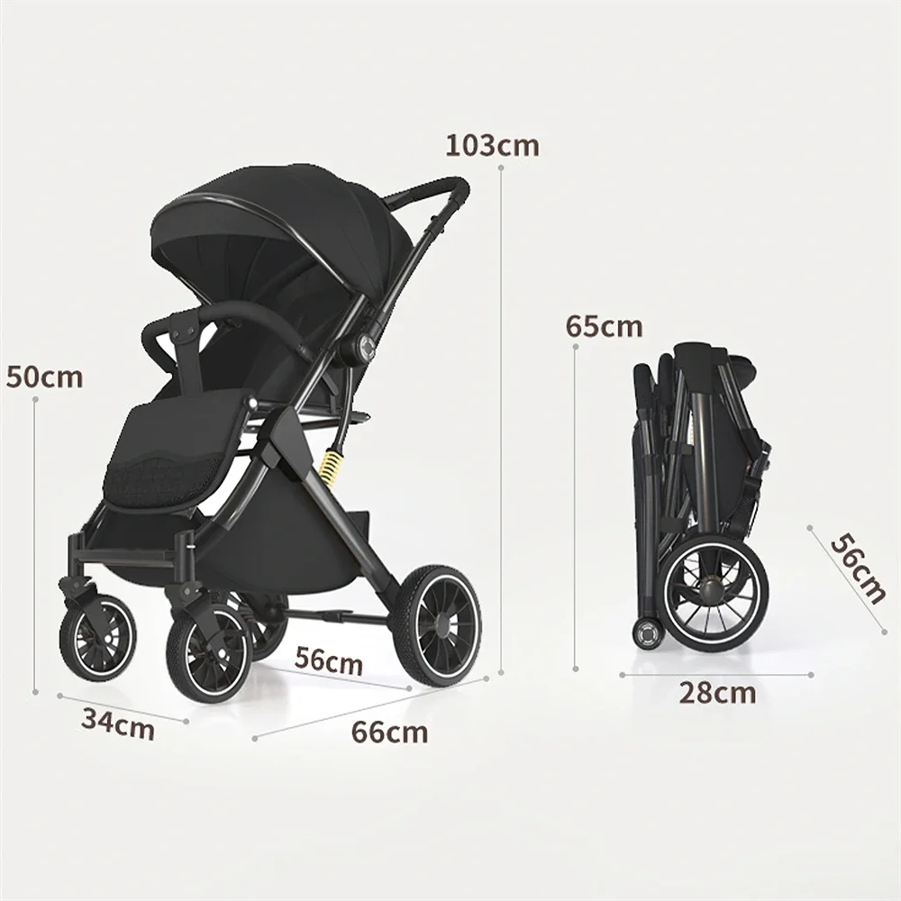 Vremota Luxurious Lightweight High Landscape Baby Stroller leg-sapped Seat for Newborn One Hand reline Pushchair Pram Compact Size Voyage Foldable Baby Stroller