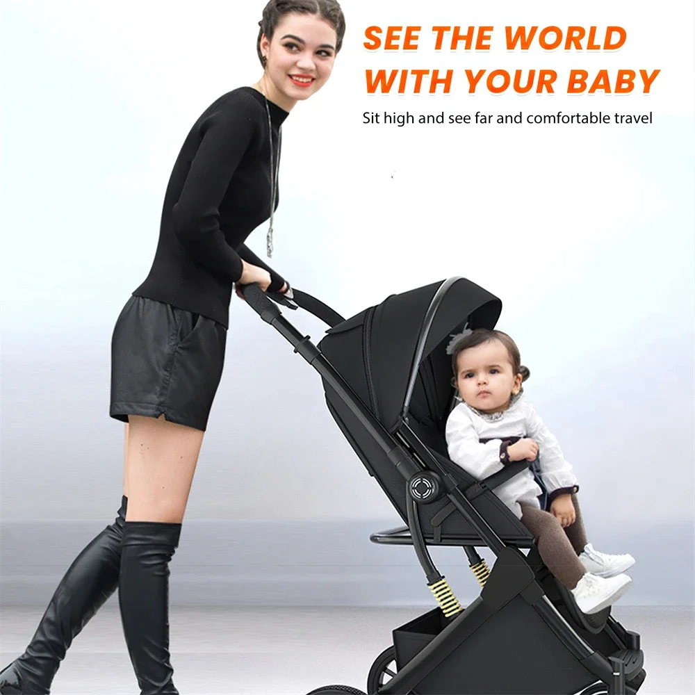 Vremota Luxurious Lightweight High Landscape Baby Stroller leg-sapped Seat for Newborn One Hand reline Pushchair Pram Compact Size Voyage Foldable Baby Stroller