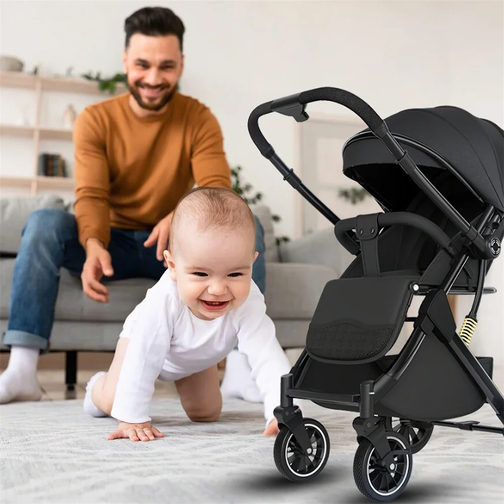 Vremota Luxurious Lightweight High Landscape Baby Stroller leg-sapped Seat for Newborn One Hand reline Pushchair Pram Compact Size Voyage Foldable Baby Stroller