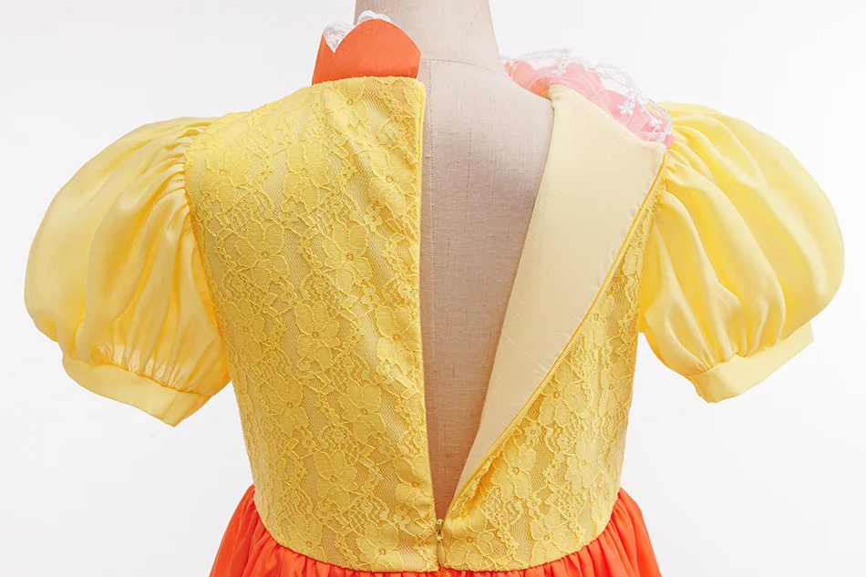 2026 Girl Cosplay New Yellow Cartoon Princess Dress Set Ruffled Puffy Skirt Accessories Outfit Halloween Birthday Party Costume