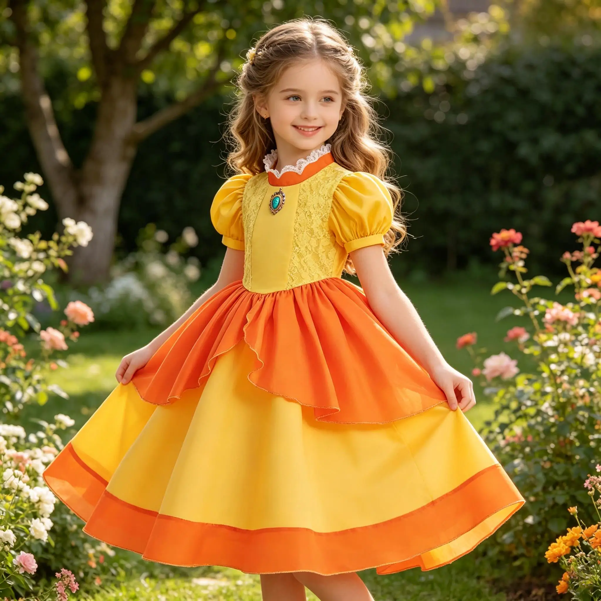 2026 Girl Cosplay New Yellow Cartoon Princess Dress Set Ruffled Puffy Skirt Accessories Outfit Halloween Birthday Party Costume