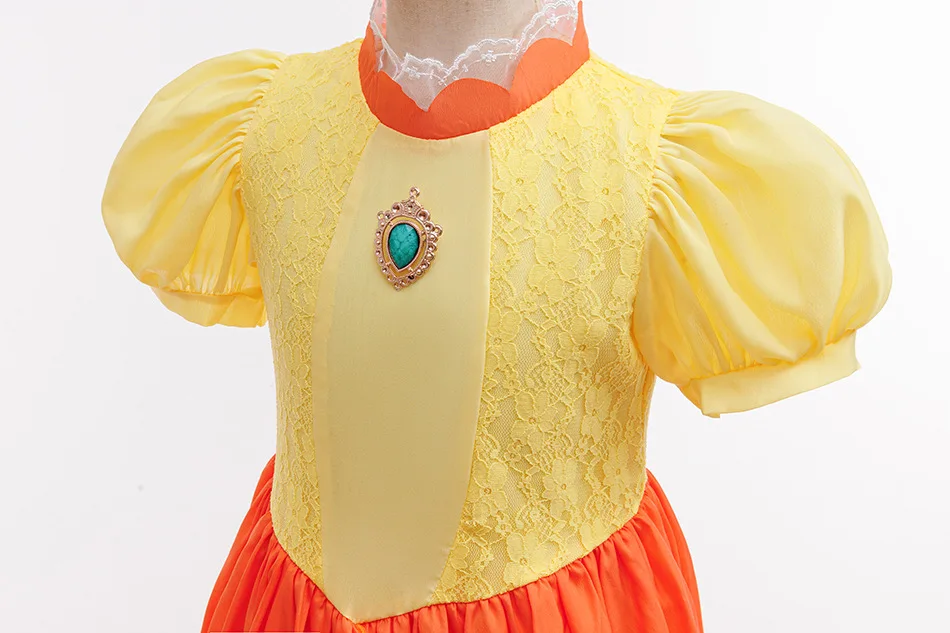 2026 Girl Cosplay New Yellow Cartoon Princess Dress Set Ruffled Puffy Skirt Accessories Outfit Halloween Birthday Party Costume