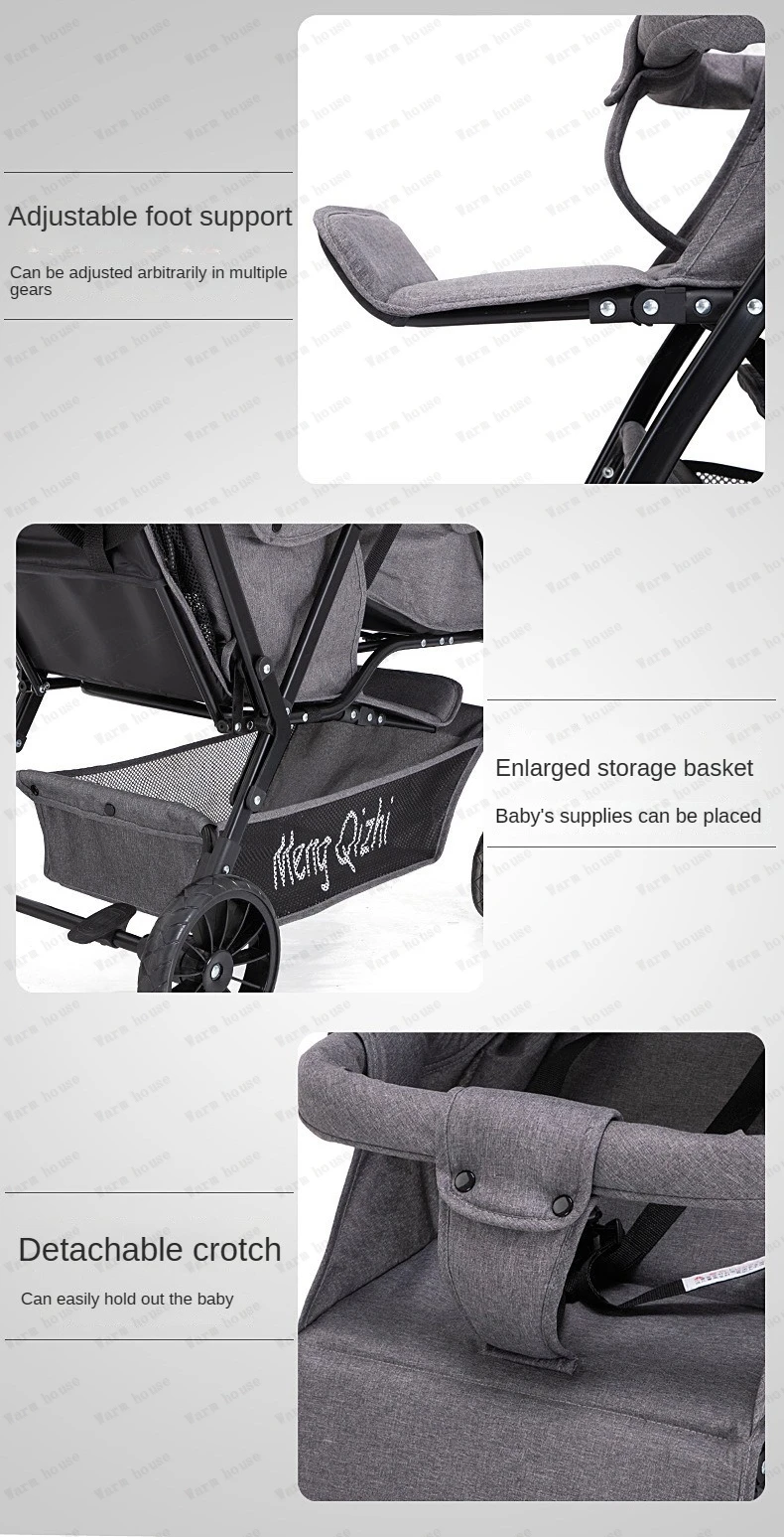 Ultra Lightweight Foldable Twin Stroller Children's Stroller Aluminum Alloy Baby Carriage High Landscape Twin Stroller