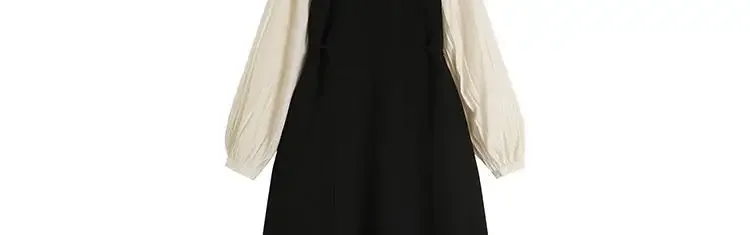 Maternity Stitching Fake Two-piece Clothes French Temperament Pregnancy Palace Sleeve Long-sleeved Dress 2024 Spring Autumn New