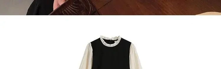Maternity Stitching Fake Two-piece Clothes French Temperament Pregnancy Palace Sleeve Long-sleeved Dress 2024 Spring Autumn New