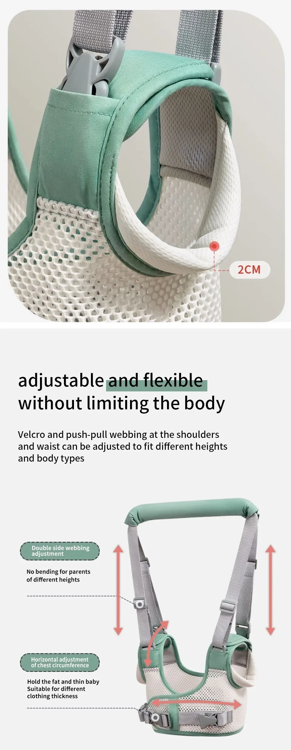 AIBEDILA Baby Tow Rope Harness Sling Boy Girsls Learning Walking Harness Care Infant Aid Walking Assistant Belt