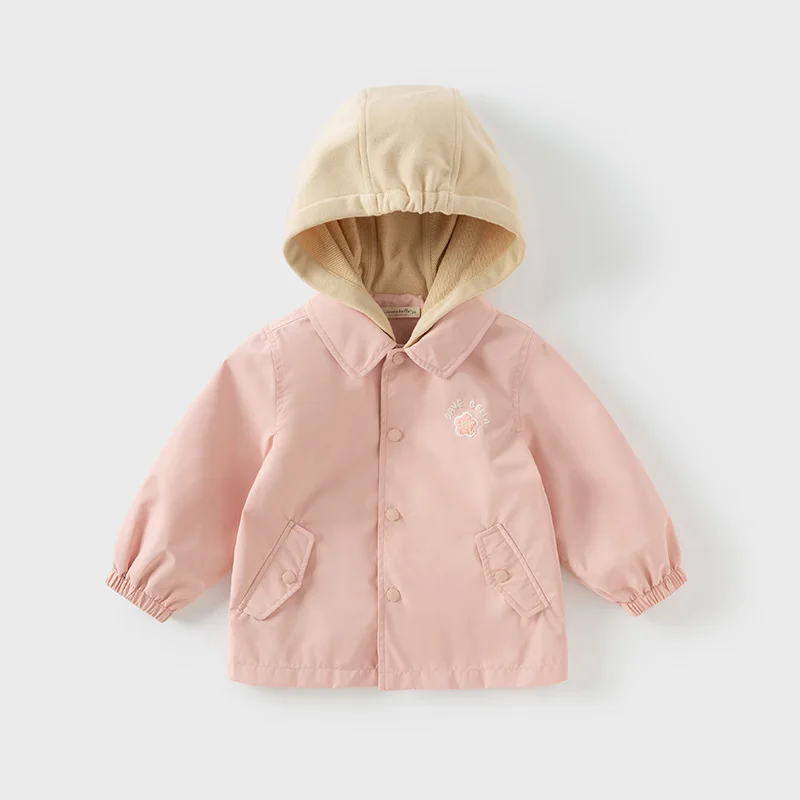 Dave Bella Children's Autumn Apring Hooded Jacket Boys Girls Casual Waterproof Outdoor Coat Kids Outwear Jacket Top DB1250972