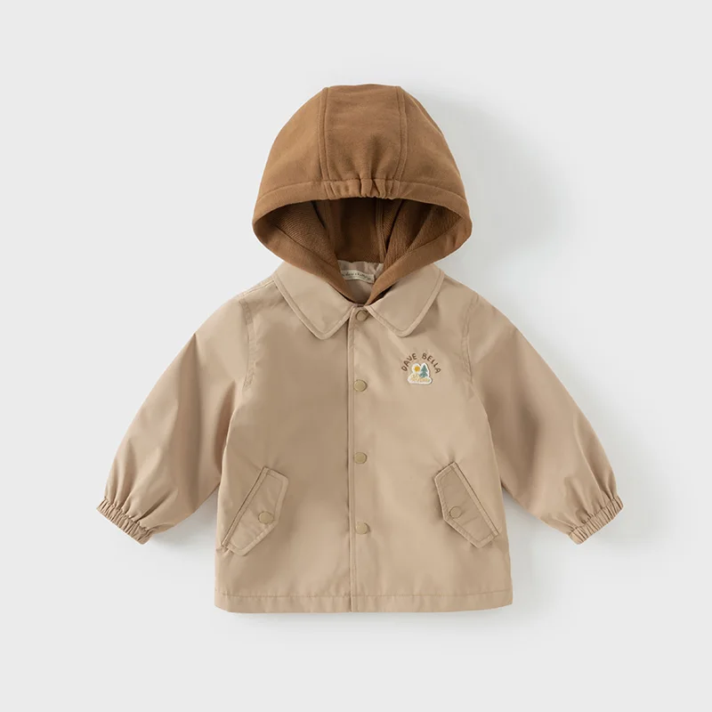 Dave Bella Children's Autumn Apring Hooded Jacket Boys Girls Casual Waterproof Outdoor Coat Kids Outwear Jacket Top DB1250972