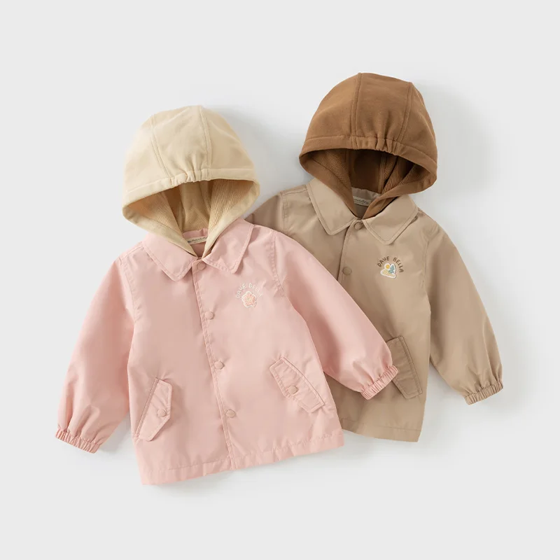 Dave Bella Children's Autumn Apring Hooded Jacket Boys Girls Casual Waterproof Outdoor Coat Kids Outwear Jacket Top DB1250972