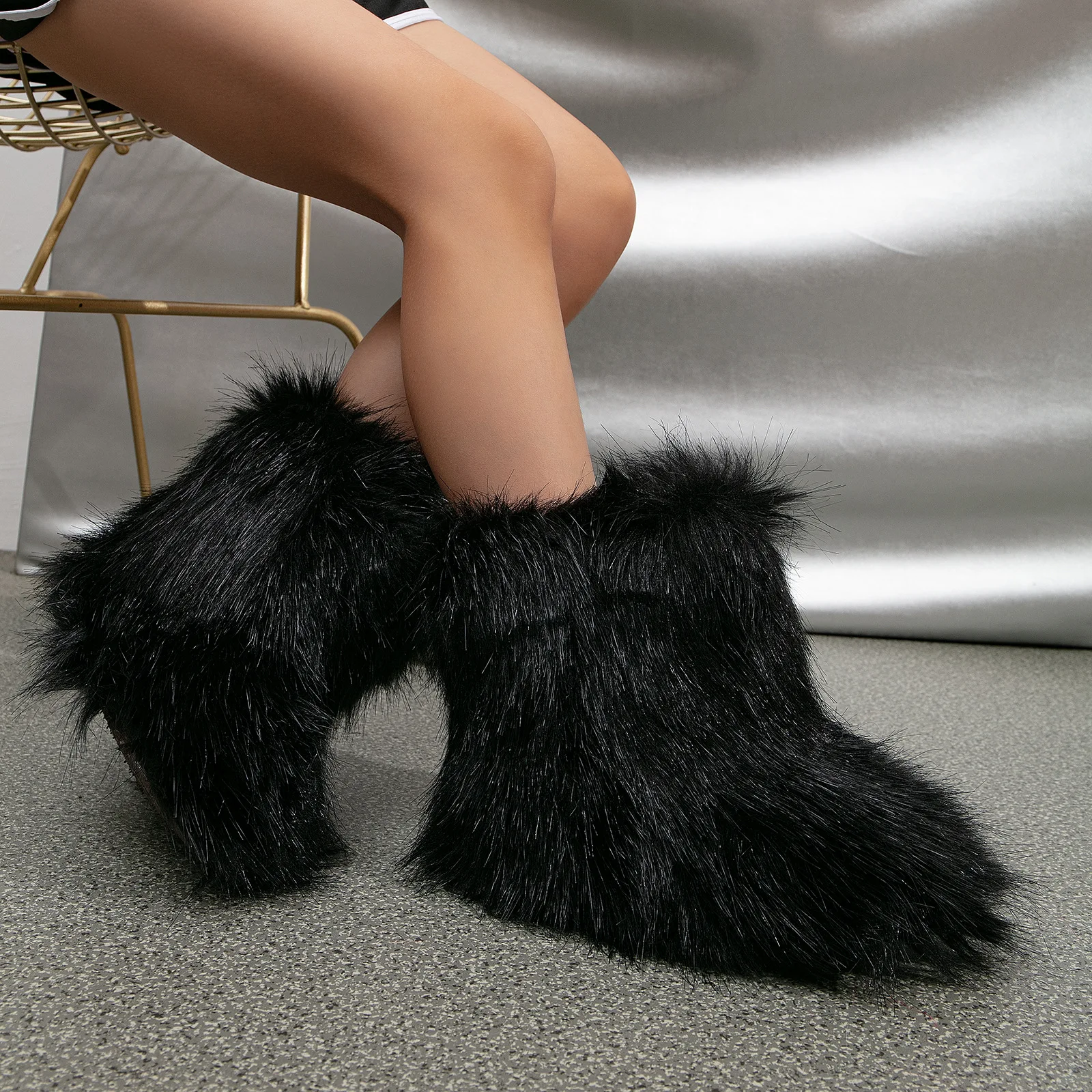 2026 NEW Kids Boots Winter Shoes New Faux Fur Toddler Girl Boots Fashion Colorful Fur Children Ankle Snow Boots Warm Shoes Girls