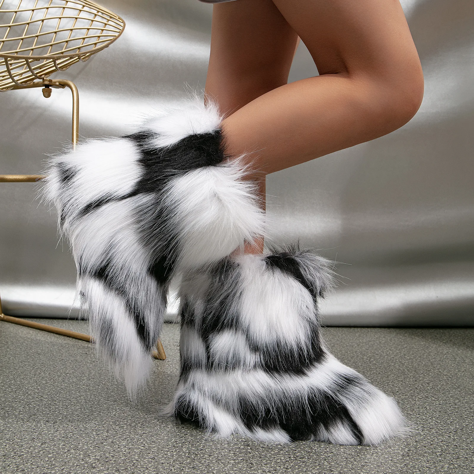 2026 NEW Kids Boots Winter Shoes New Faux Fur Toddler Girl Boots Fashion Colorful Fur Children Ankle Snow Boots Warm Shoes Girls