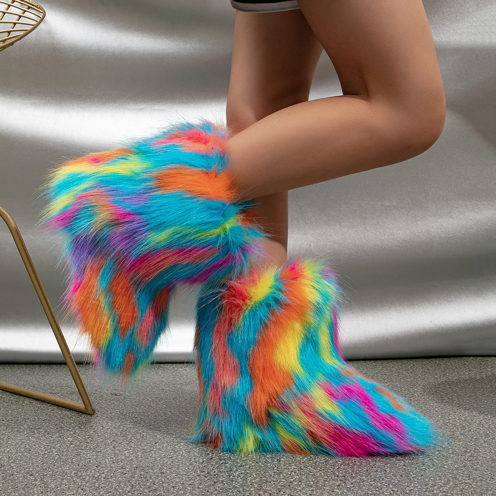 2026 NEW Kids Boots Winter Shoes New Faux Fur Toddler Girl Boots Fashion Colorful Fur Children Ankle Snow Boots Warm Shoes Girls