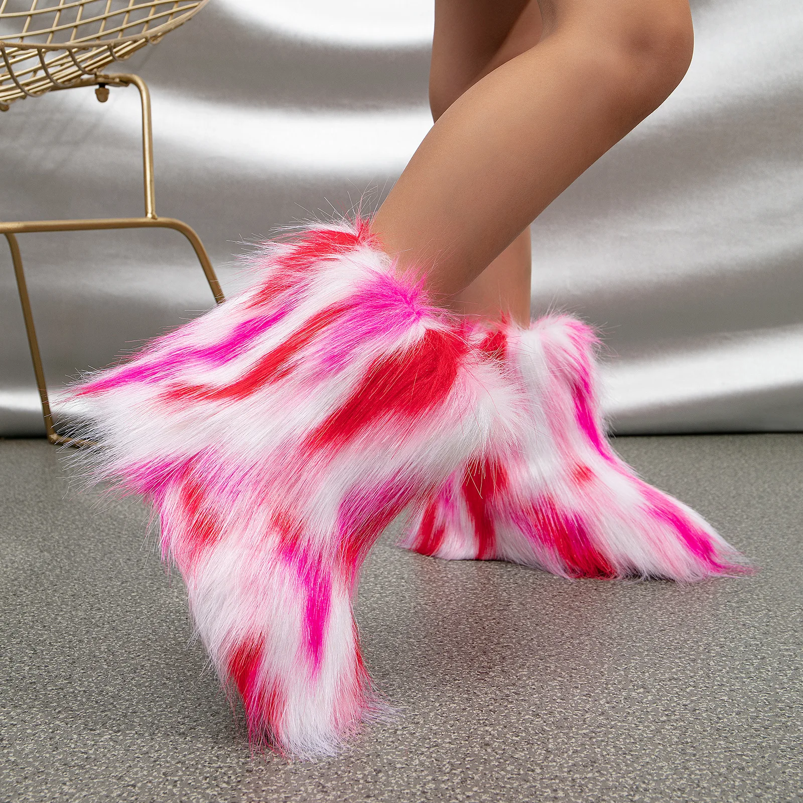 2026 NEW Kids Boots Winter Shoes New Faux Fur Toddler Girl Boots Fashion Colorful Fur Children Ankle Snow Boots Warm Shoes Girls