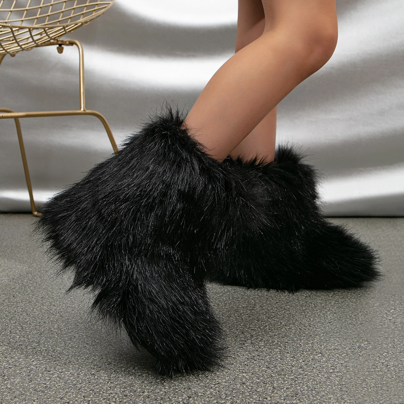 2026 NEW Kids Boots Winter Shoes New Faux Fur Toddler Girl Boots Fashion Colorful Fur Children Ankle Snow Boots Warm Shoes Girls