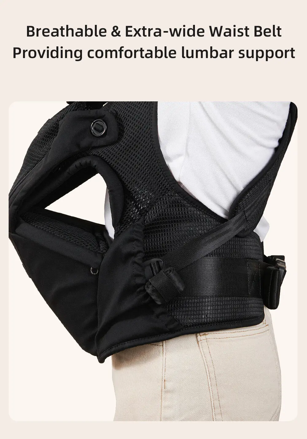 Sunveno Integrated Secure Baby Carrier Effortless Comfortable Baby Carrier Mesh Breathable 4-24months Hands-Free Ergonomic Black