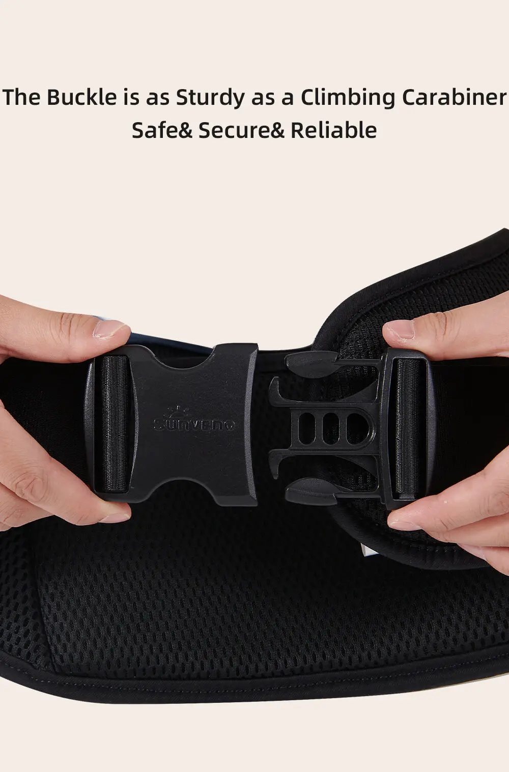 Sunveno Integrated Secure Baby Carrier Effortless Comfortable Baby Carrier Mesh Breathable 4-24months Hands-Free Ergonomic Black