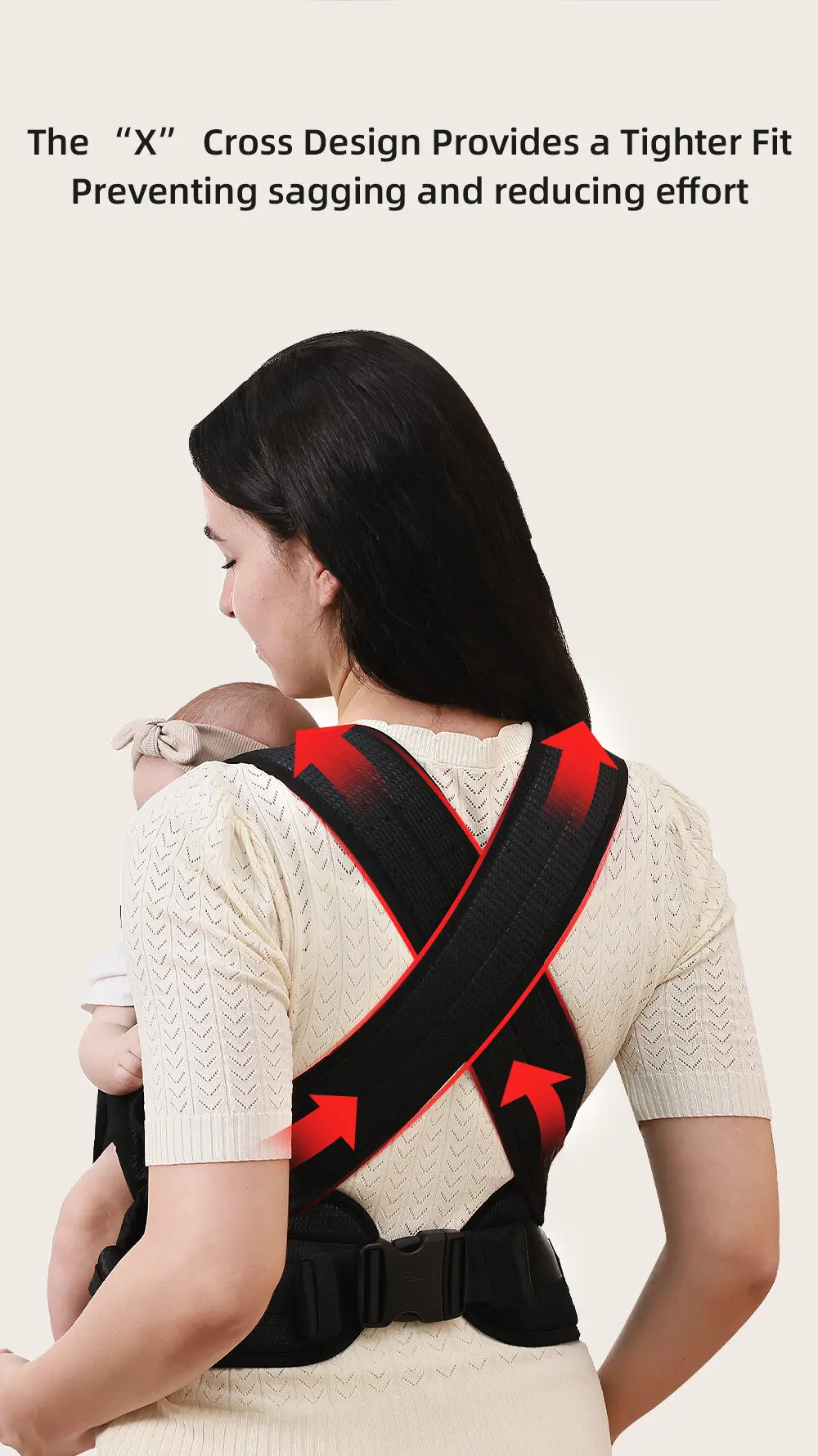 Sunveno Integrated Secure Baby Carrier Effortless Comfortable Baby Carrier Mesh Breathable 4-24months Hands-Free Ergonomic Black