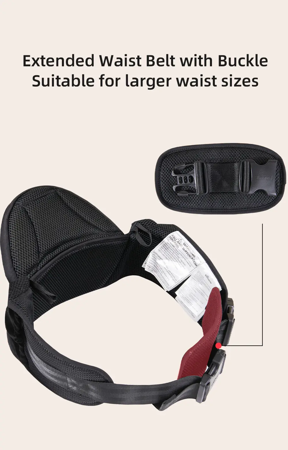Sunveno Integrated Secure Baby Carrier Effortless Comfortable Baby Carrier Mesh Breathable 4-24months Hands-Free Ergonomic Black
