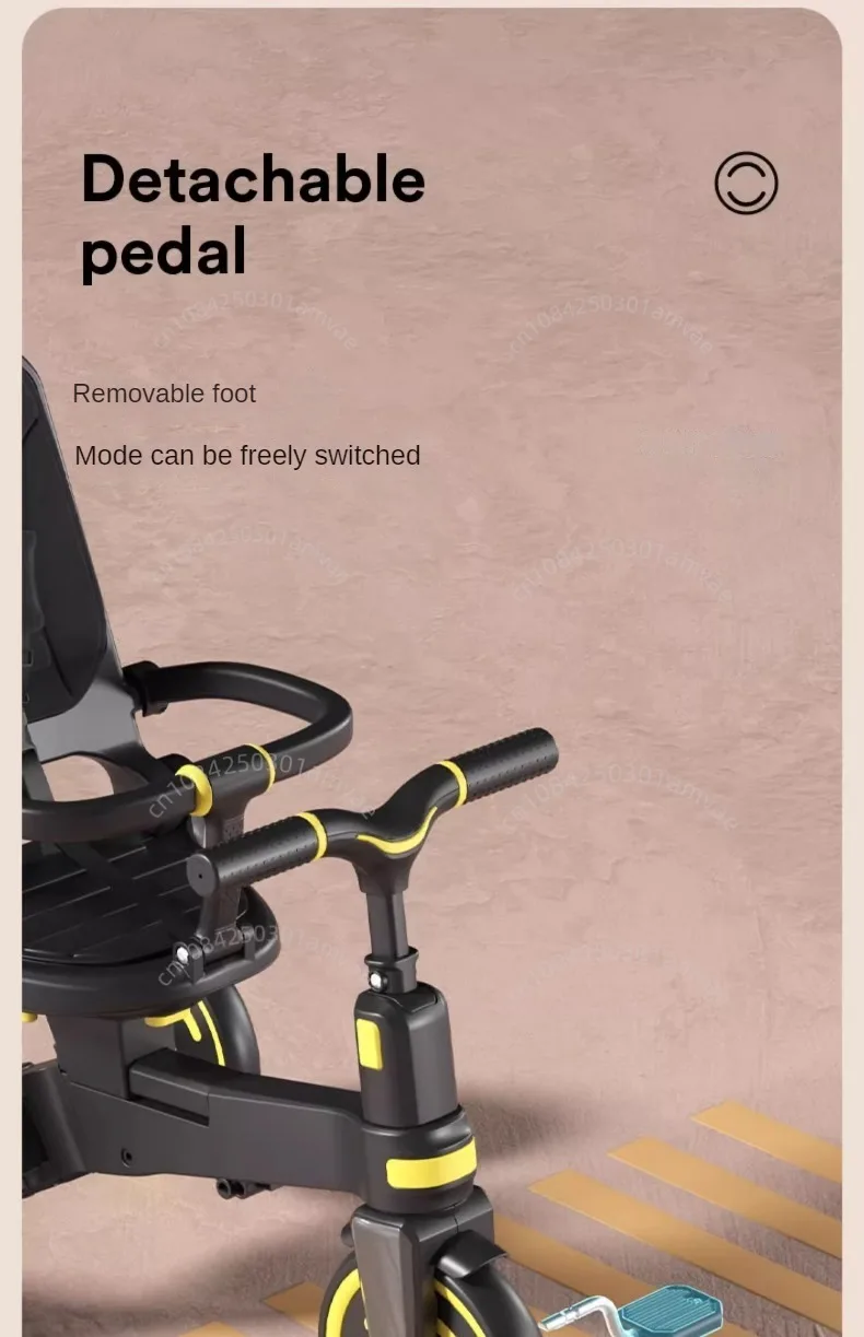Lightweight Three-wheel Baby Stroller Adjustable Push Bar Foldable Three-wheel Baby Stroller Multi-functional Children's Bicycle