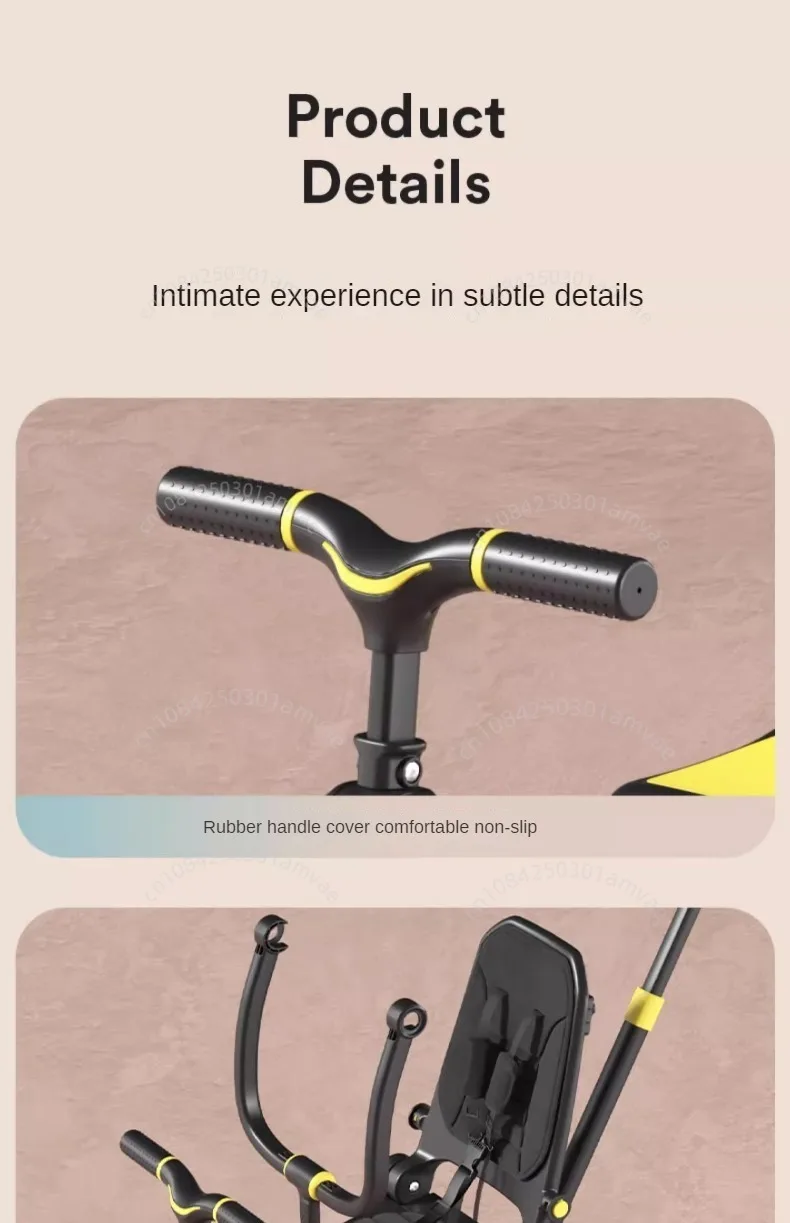 Lightweight Three-wheel Baby Stroller Adjustable Push Bar Foldable Three-wheel Baby Stroller Multi-functional Children's Bicycle
