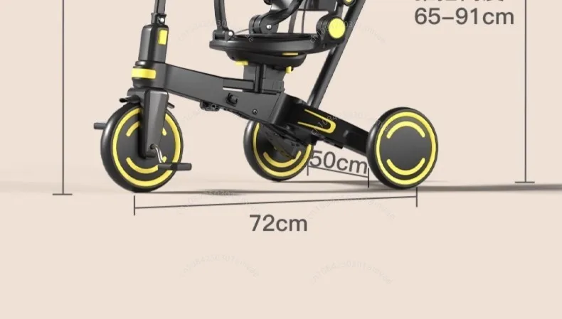 Lightweight Three-wheel Baby Stroller Adjustable Push Bar Foldable Three-wheel Baby Stroller Multi-functional Children's Bicycle