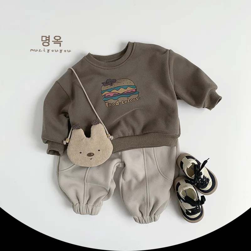2026 Winter New Children Warm Pants Solid Baby Girls Casual Pants Plus Velvet Thick Trousers For Boys Cotton Kids Clothes