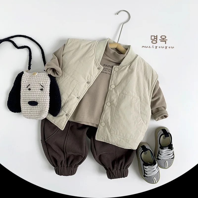 2026 Winter New Children Warm Pants Solid Baby Girls Casual Pants Plus Velvet Thick Trousers For Boys Cotton Kids Clothes