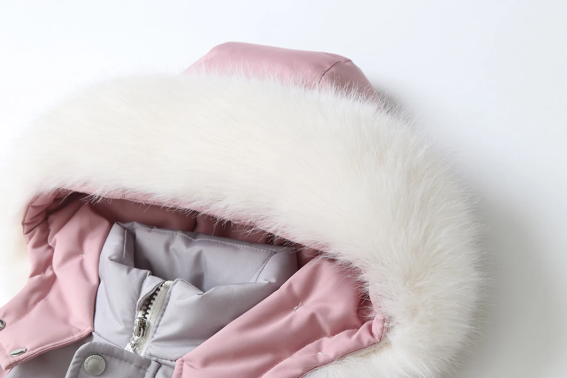AYNIGIELL Winter Children Coat Patchwork Snowsuit 2-5 Y Boys Fur Lining Overalls Thicken Kids Hooded Ski Suit Girls Warm Outwear