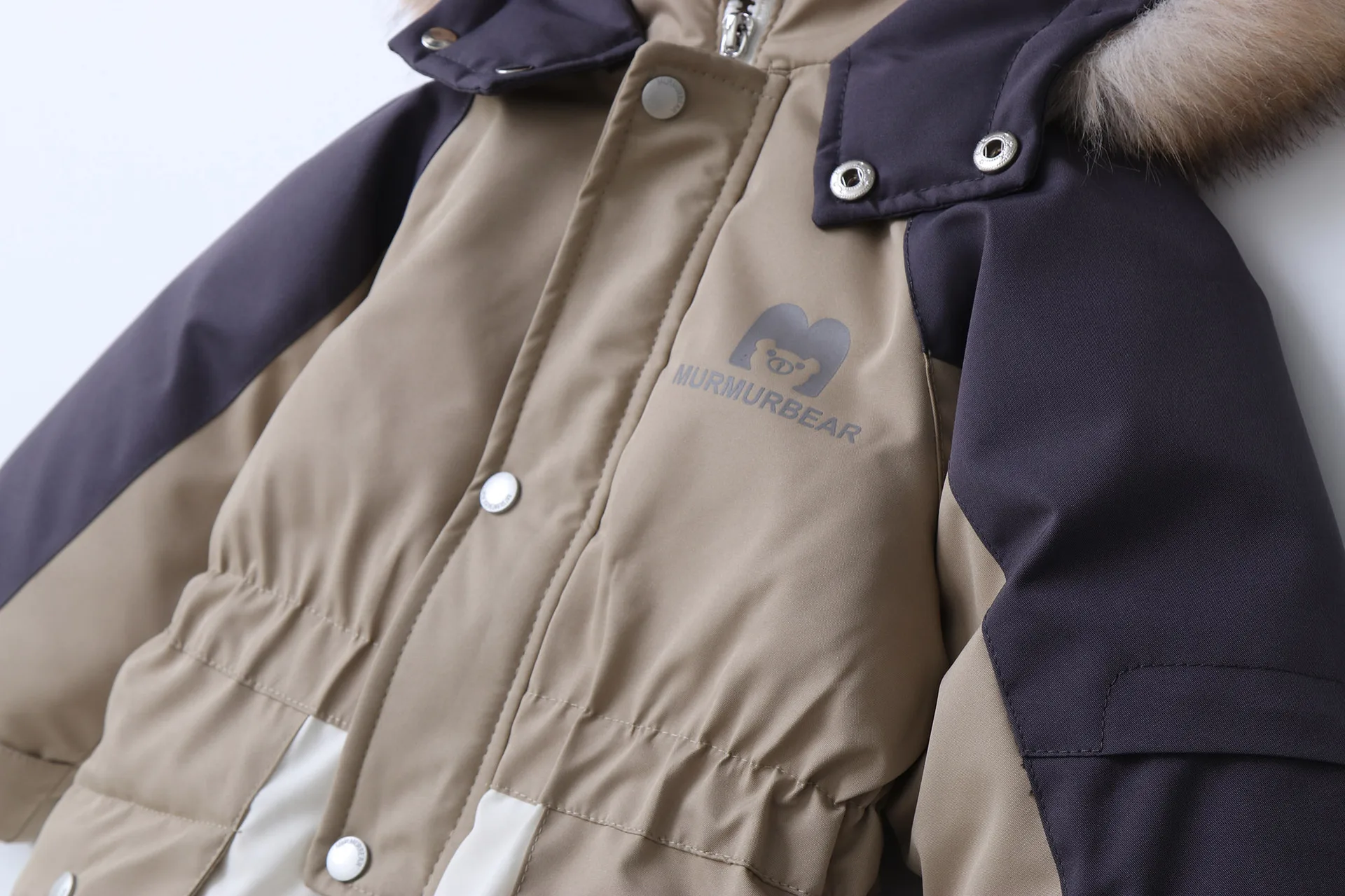 AYNIGIELL Winter Children Coat Patchwork Snowsuit 2-5 Y Boys Fur Lining Overalls Thicken Kids Hooded Ski Suit Girls Warm Outwear