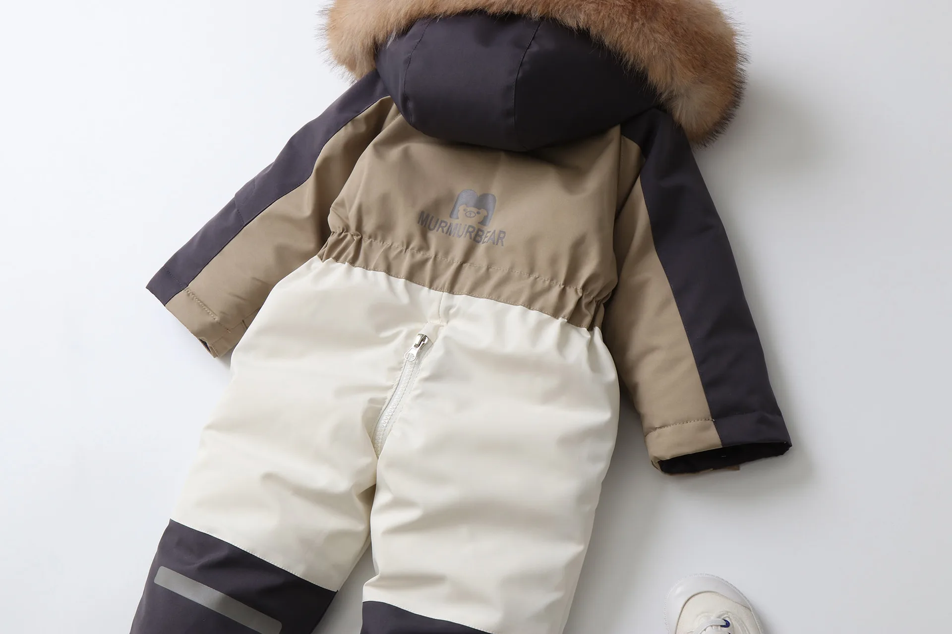AYNIGIELL Winter Children Coat Patchwork Snowsuit 2-5 Y Boys Fur Lining Overalls Thicken Kids Hooded Ski Suit Girls Warm Outwear