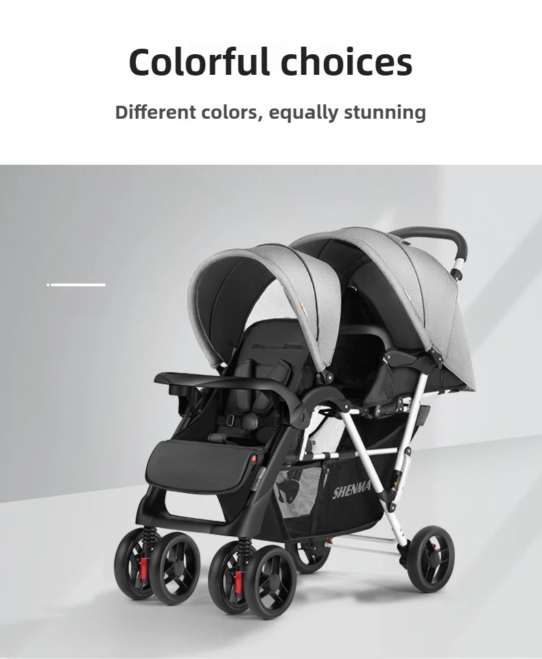 Lightweight Twin Baby Stroller The Baby Stroller Can Sit or Lie Down Collapsible Front and Rear Seat Twin Stroller