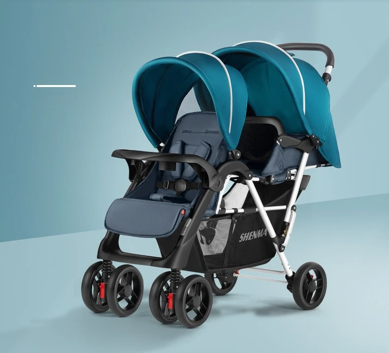 Lightweight Twin Baby Stroller The Baby Stroller Can Sit or Lie Down Collapsible Front and Rear Seat Twin Stroller