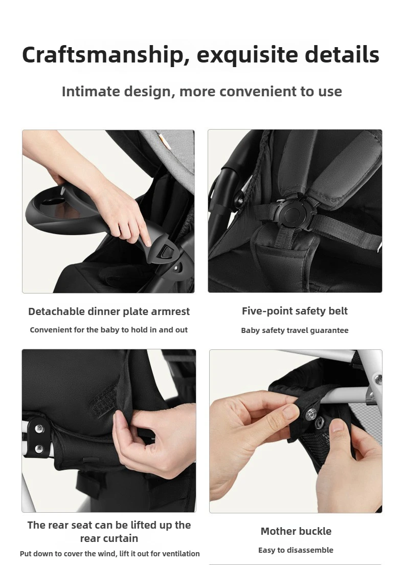 Lightweight Twin Baby Stroller The Baby Stroller Can Sit or Lie Down Collapsible Front and Rear Seat Twin Stroller