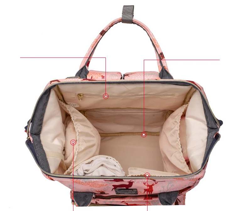 Original LEQUEEN Mommy Baby Diaper Bag Backpack For Stroller Large Capacity Waterproof Multi-pocket Animal Prints Baby Nappy Bag