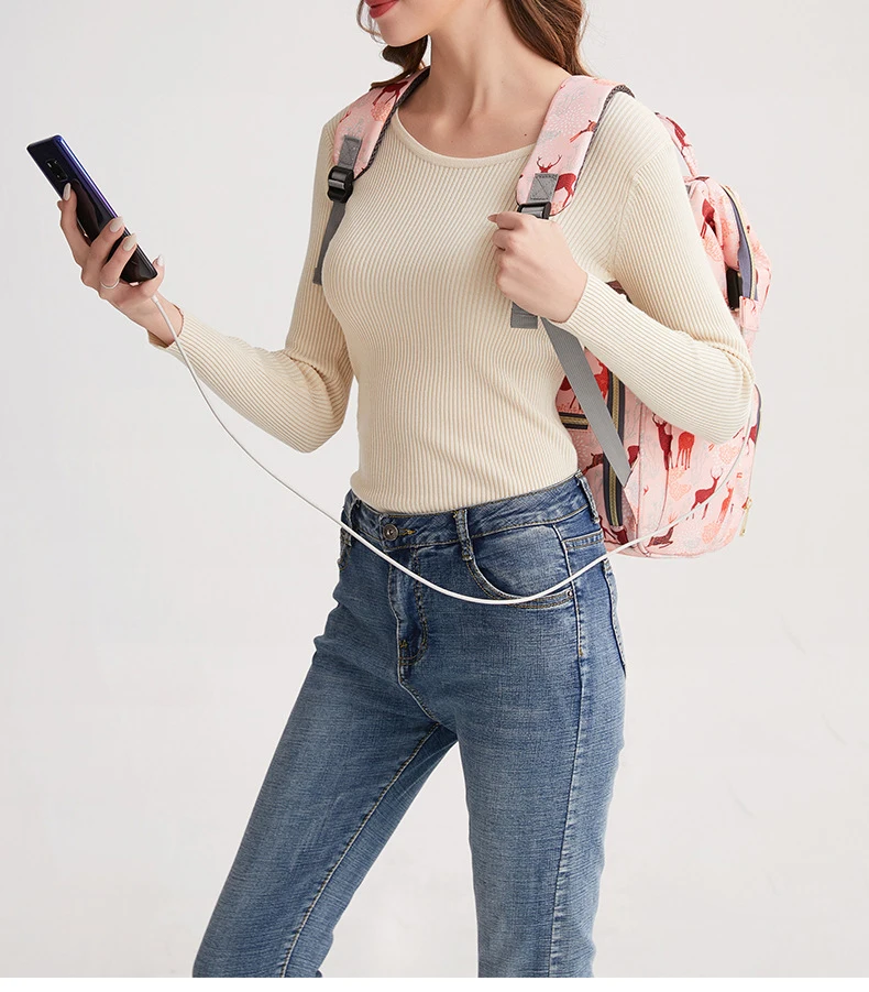 Original LEQUEEN Mommy Baby Diaper Bag Backpack For Stroller Large Capacity Waterproof Multi-pocket Animal Prints Baby Nappy Bag