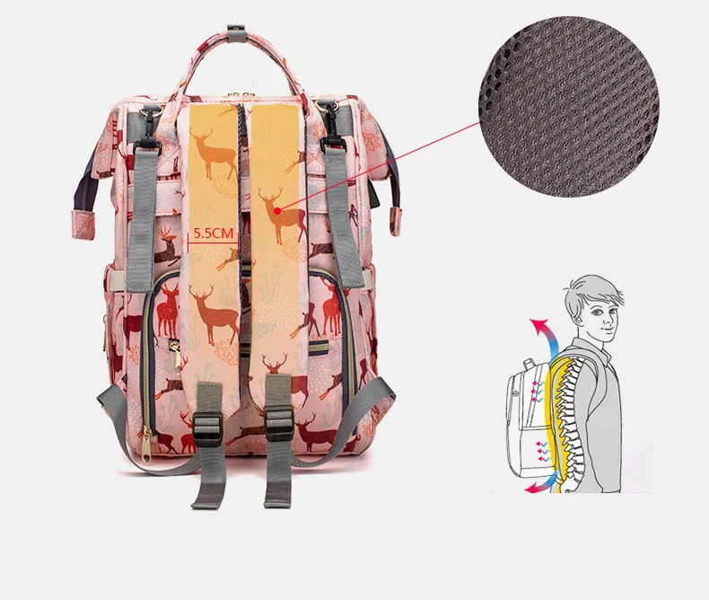Original LEQUEEN Mommy Baby Diaper Bag Backpack For Stroller Large Capacity Waterproof Multi-pocket Animal Prints Baby Nappy Bag