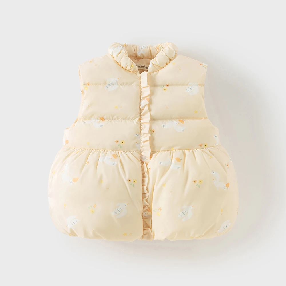 Dave Bella Children's Down Vest Autumn Winter Fashion Casual Sweet Cute Print Girls Baby Outerwear Jacket Outdoor Warm DB4253620